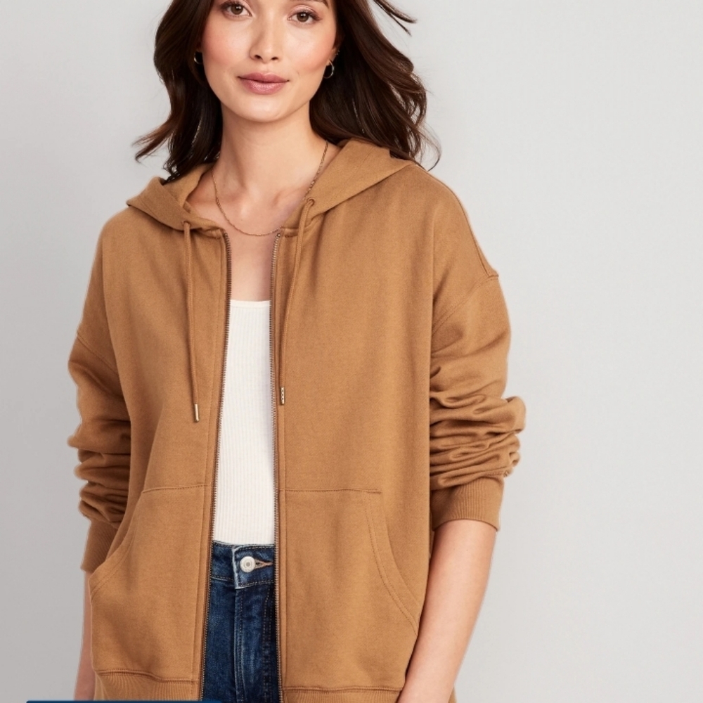 Nwt Slouchy Full Zip Hoodie in Sycamore Bark, sz S